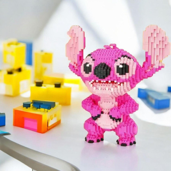 Конструктор Стіч Angel рожевий дитячий 33 см із блоків 3D Magic Blocks, наноблок 3D конструктори