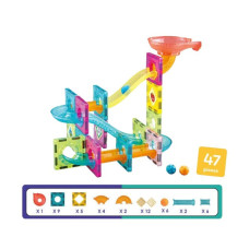 Магнітний конструктор DIY 47 деталей Magnetic Blocks динамічний конструктор гірки лабіринт із кульками