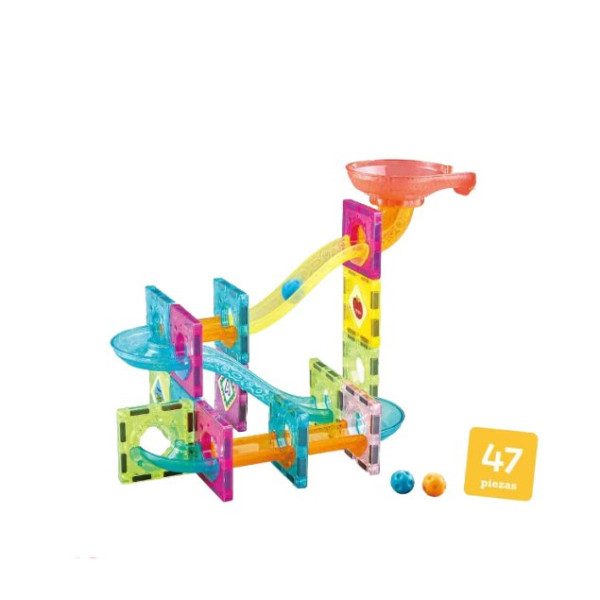 Магнітний конструктор DIY 47 деталей Magnetic Blocks динамічний конструктор гірки лабіринт із кульками