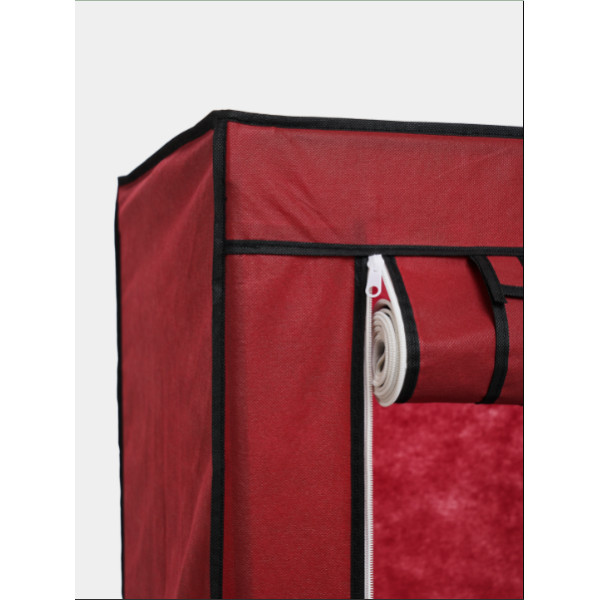 Тканинна шафа складана 6 відділень бордового кольору HCX Storage Wardrobe 175 см, мобільний органайзер для речей