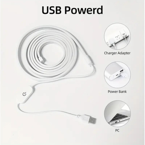 Гнучкий неон теплий білий 10 метрів usb, Неонова силіконова світлодіодна LED стрічка з регулюванням яскравості