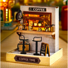 Румбокс кав'ярня з підсвічуванням 3D DIY Dollhouse Roombox міні кафе 11,5 × 9 × 9 см, інтер'єрний конструктор