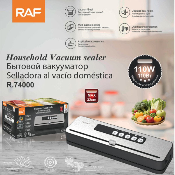 Вакууматор для продуктов RAF R.74000 38 см бытовой вакуумный упаковщик для продуктов 110 Вт