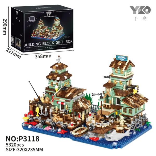Великий 3D-конструктор Румбокс Рибальська гавань YKO P3118 | 5320 деталей, під куполом, з Led підсвічуванням