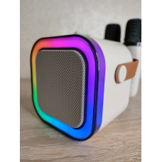 Дитяче караоке з портативною колонкою Блютуз (Bluetooth) на 2 мікрофони Для вокалу підсвічування RGB