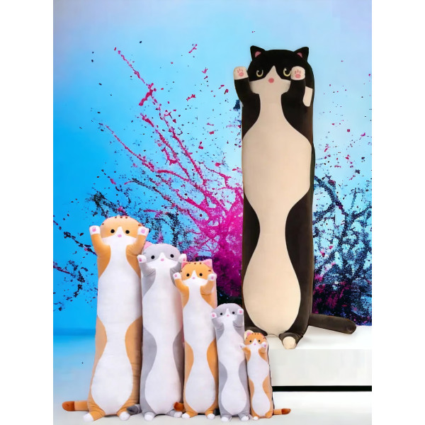 Мягкая Игрушка Кот Батон Длинный 90см Серый