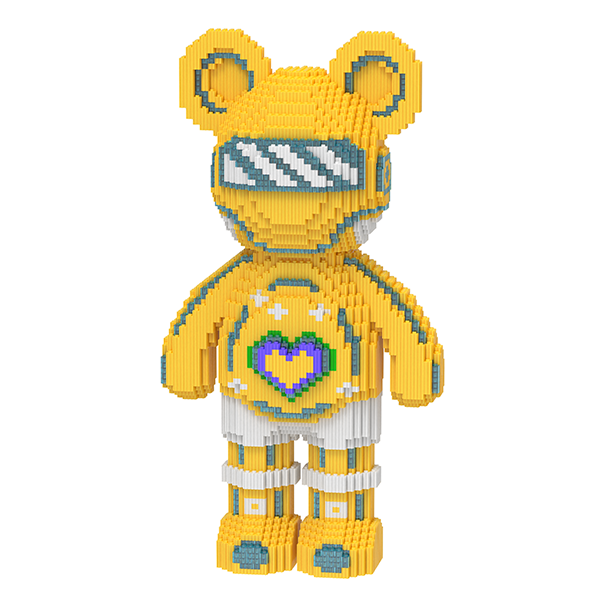 Конструктор 3D Magic Blocks у формі ведмедика 4031 деталь Bearbrick "Kisses" Жовтий Love Yellow Bear