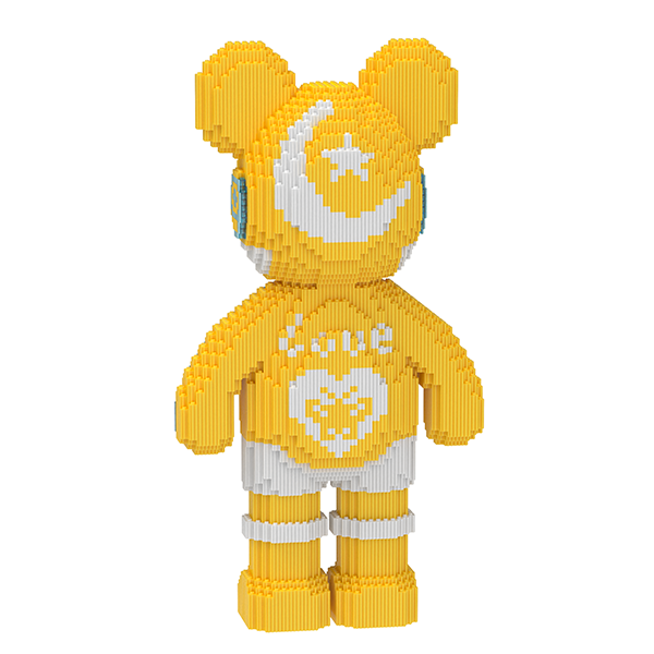 Конструктор 3D Magic Blocks у формі ведмедика 4031 деталь Bearbrick "Kisses" Жовтий Love Yellow Bear