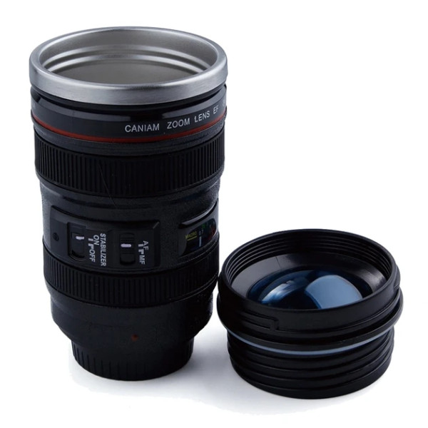 Термочашка об'єктив камери Canon EF 24-105 в стилі об'єктиву з кришкою термо-кухоль 300мл чорна