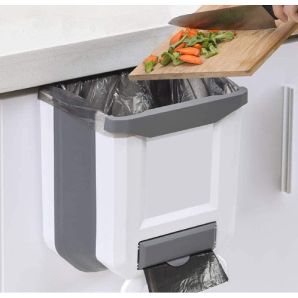 Відро для сміття Foltable Trash Bin кухонний складний кошик для сміття і відходів білий