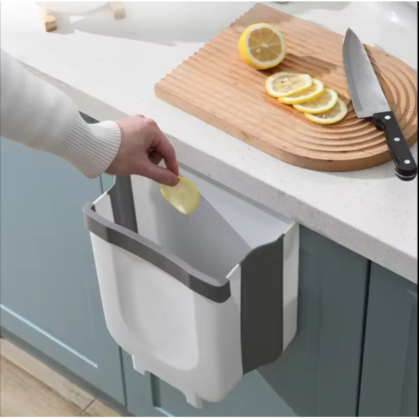 Відро для сміття Foltable Trash Bin кухонний складний кошик для сміття і відходів білий