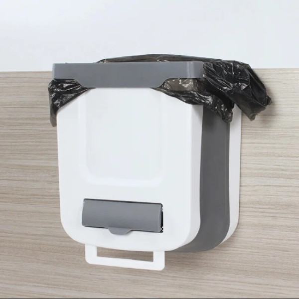 Відро для сміття Foltable Trash Bin кухонний складний кошик для сміття і відходів білий