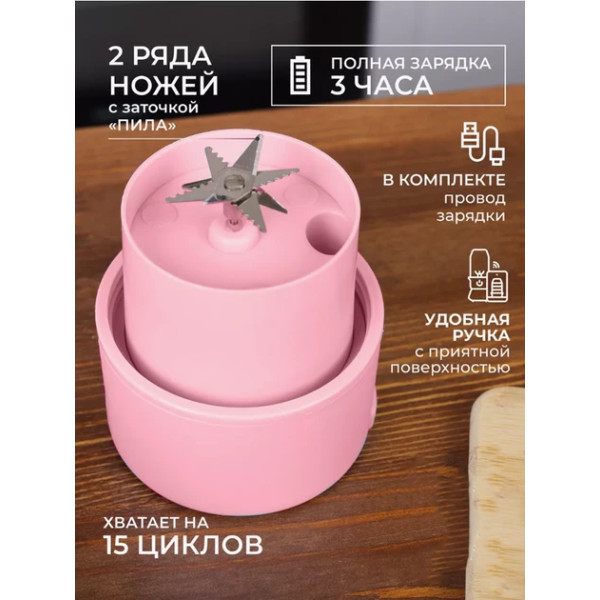 Блендер пляшка портативна акумуляторна пляшка-міксер для вичавлювання соку перезаряджається 1,5л 80вт