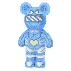 Світний конструктор у формі ведмедика Bearbrick "Серце" 3D Magic Blocks, Синій, 4031 деталь