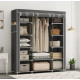 Складана тканинна шафа Storage Wardrobe сіра — 3 секції, 12 полиць і штанга, мобільний органайзер для одягу