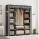 Складана тканинна шафа Storage Wardrobe сіра — 3 секції, 12 полиць і штанга, мобільний органайзер для одягу