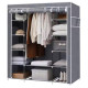 Складана тканинна шафа Storage Wardrobe сіра — 3 секції, 12 полиць і штанга, мобільний органайзер для одягу
