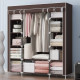 Складана тканинна шафа Storage Wardrobe сіра — 3 секції, 12 полиць і штанга, мобільний органайзер для одягу