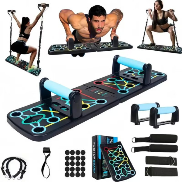 Багатофункціональна дошка для віджимань 11-в-1 Push Up Rack Board Тренажер з еспандерами та упорами