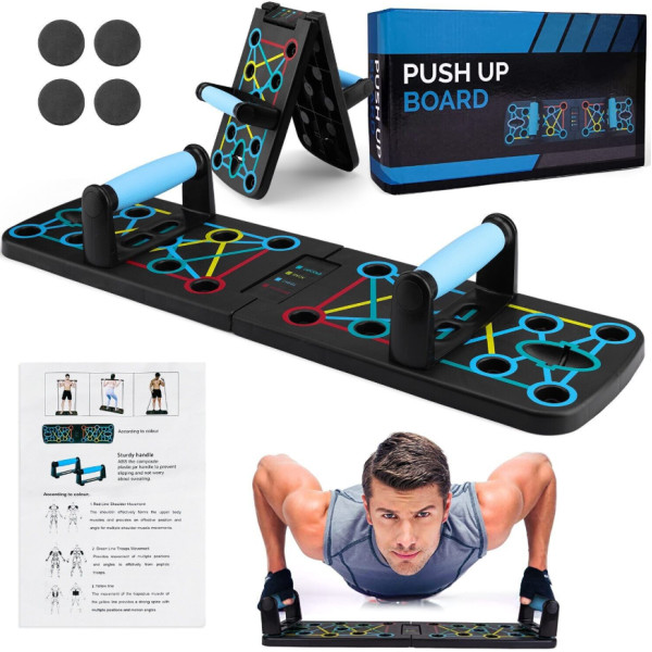 Багатофункціональна дошка для віджимань 11-в-1 Push Up Rack Board Тренажер з еспандерами та упорами
