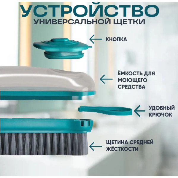 Багатофункціональна господарська щітка з дозатором для мийного засобу — Hydraulic Cleaning Brush