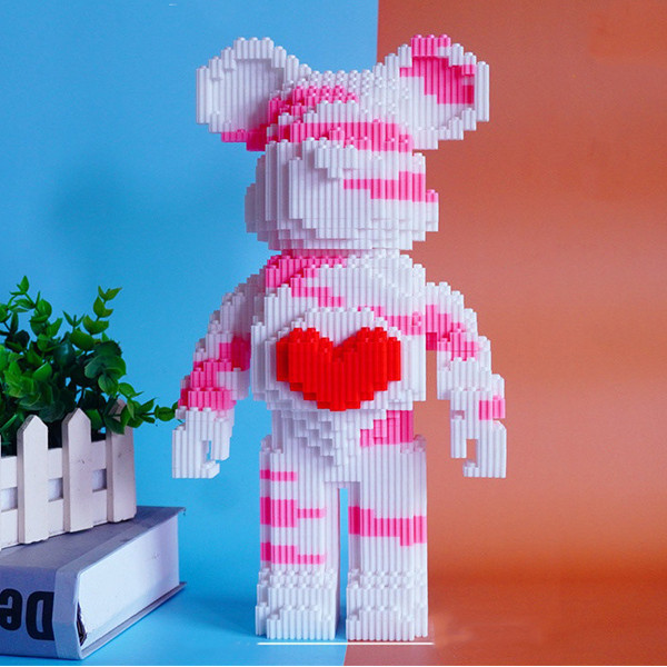 Конструктор 3D Magic Blocks у формі ведмедика Bearbrick "Kisses" Серце 3031 деталь