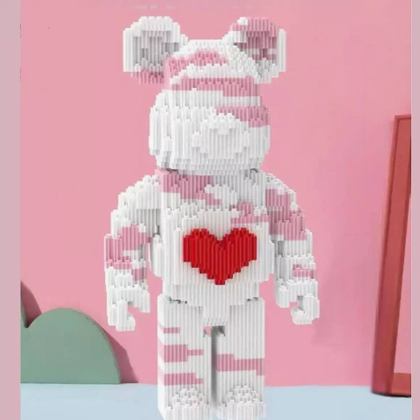 Конструктор 3D Magic Blocks у формі ведмедика Bearbrick "Kisses" Серце 3031 деталь