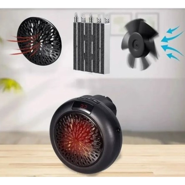 Портативний електричний нагрівач Warm Air Blower 900W, маленький настінний тепловентилятор із дисплеєм