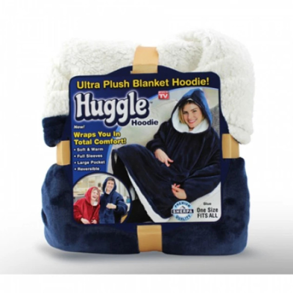 Толстовка плед Huggle Hoodie з рукавами 80 x 100 см теплий худі з капюшоном і великою кишенею для рук унісекс