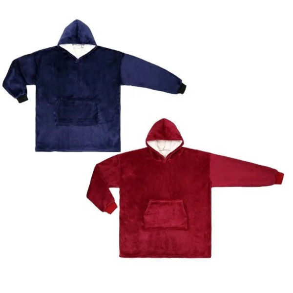 Толстовка плед Huggle Hoodie оверсайз 80 x 100 см теплий флісовий худі з капюшоном і великою кишенею для рук