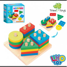 Розвиваюча дерев'яна геометрична іграшка для дітей, 16 фігур, Tree Toys