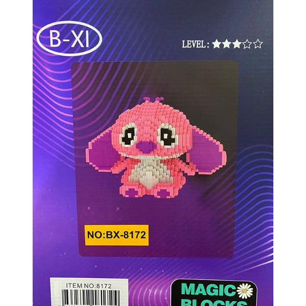 Конструктор Стіч рожевий дитячий 25 см із мініблоків 3D Magic Blocks, наноблок 3D конструктори