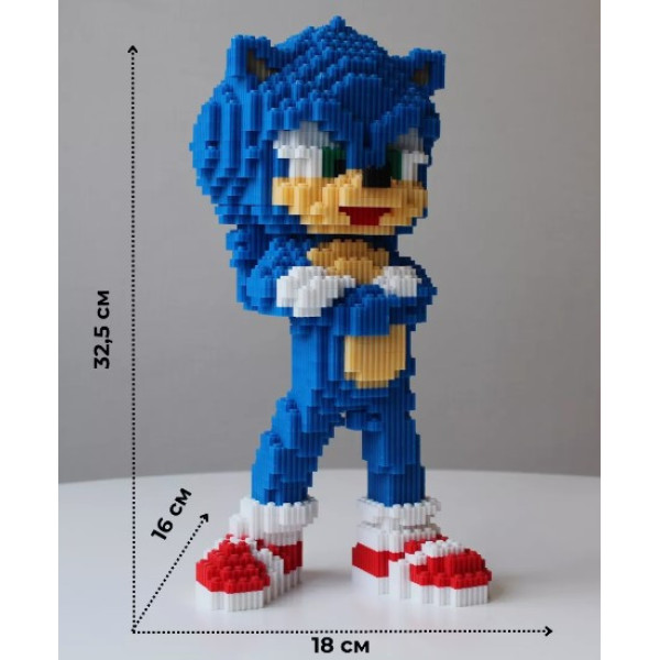 Конструктор Сонік 32 см 1900 деталей із блоків 3D Magic Blocks "Sonic the Hedgeh" Блокові конструктори
