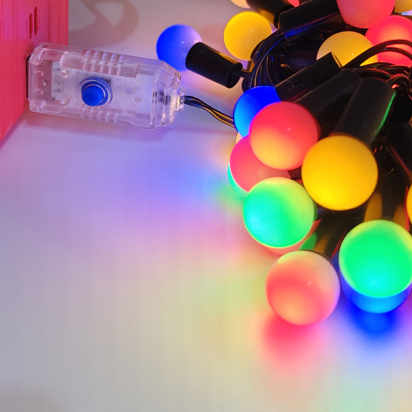Гирлянда Шарики USB LED 5 м, 50 лампочек, 8 режимов разноцветная | Светящаяся гирлянда для декора из цветных шариков