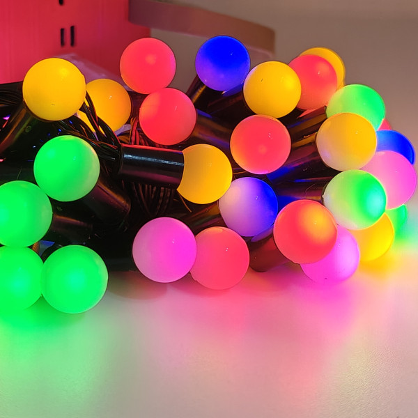 Гирлянда Шарики USB LED 5 м, 50 лампочек, 8 режимов разноцветная | Светящаяся гирлянда для декора из цветных шариков