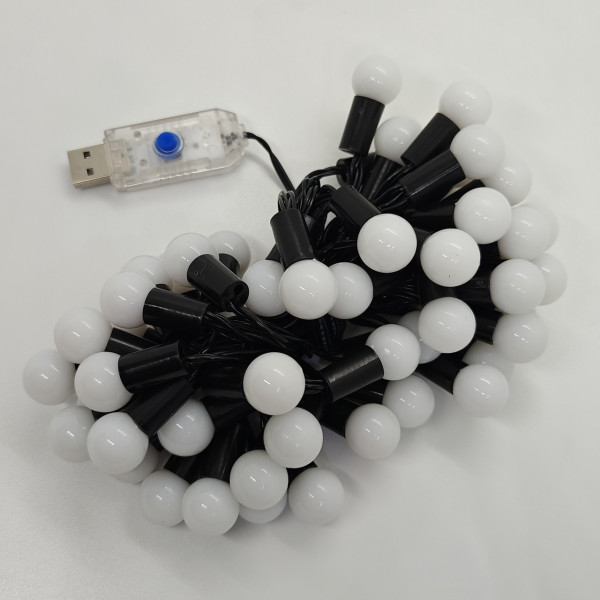 Гирлянда Шарики USB LED 5 м, 50 лампочек, 8 режимов разноцветная | Светящаяся гирлянда для декора из цветных шариков