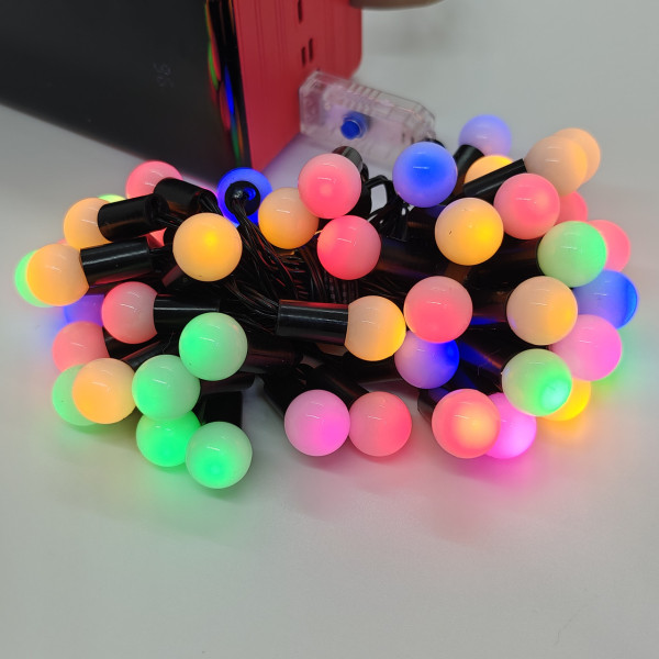 Гирлянда Шарики USB LED 5 м, 50 лампочек, 8 режимов разноцветная | Светящаяся гирлянда для декора из цветных шариков
