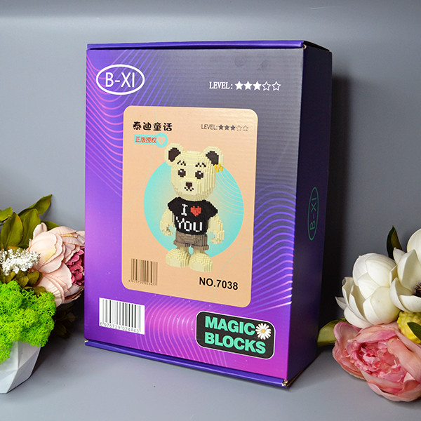 Конструктор 3D Magic Blocks у формі ведмедика Bearbrick Тедді "I love you"