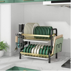 Сушарка для посуду настільна Double layered bowl rack Кухонний органайзер для сушіння та зберігання посуду