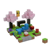 Магнітний конструктор з кубиків сцена сад Сакури 128 деталей Minecraft Magnetic Cube H001 — кубики майнкрафт