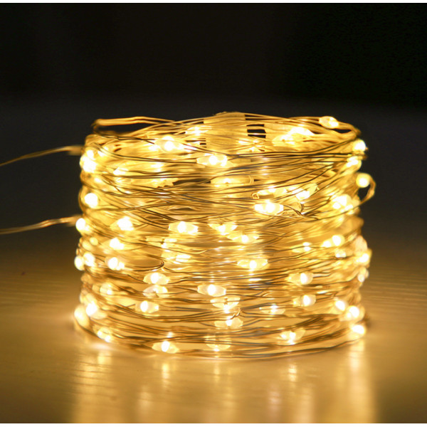 Гірлянда роса на батарейках 5 метрів 50 led 3AA Тепле біле світло Світлодіодна декоративна led гірлянда нитка на батарейці