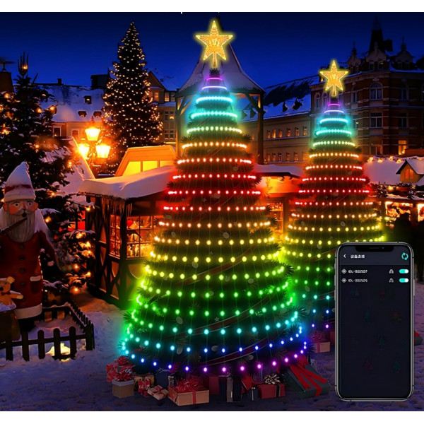 Смарт гірлянда на ялинку управління з телефону, usb 400 led 10 ниток по 2 метри, Bluetooth анімація Twinkly lights